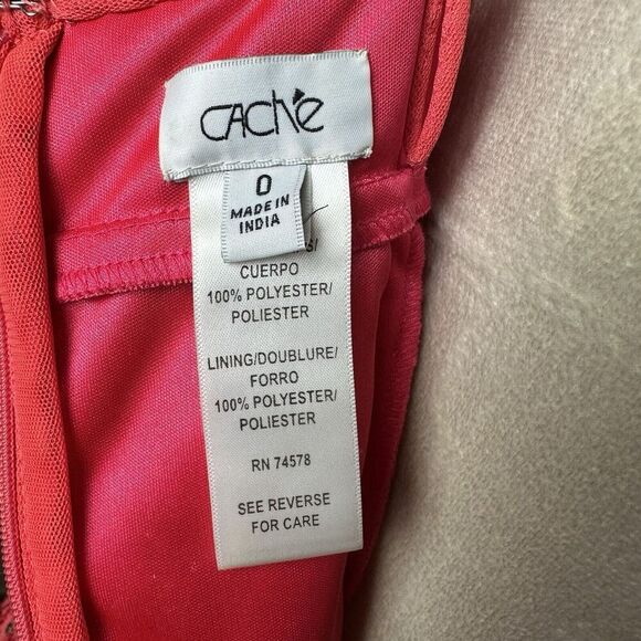 Cache Pink Sequin Gown 0 | Ruched Formal Evening Dress Prom Pageant Glam Sparkle - Picture 7 of 8